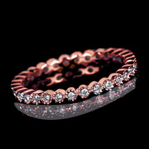 FULL Eternity Band 0.5Ct Moissanite Engagement wedding Ring 14K Rose Gold Plated - £79.24 GBP