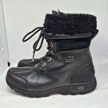 UGG Kids Butte II Black Leather Boots Waterproof Winter Snow Boots Size 3 - £27.56 GBP