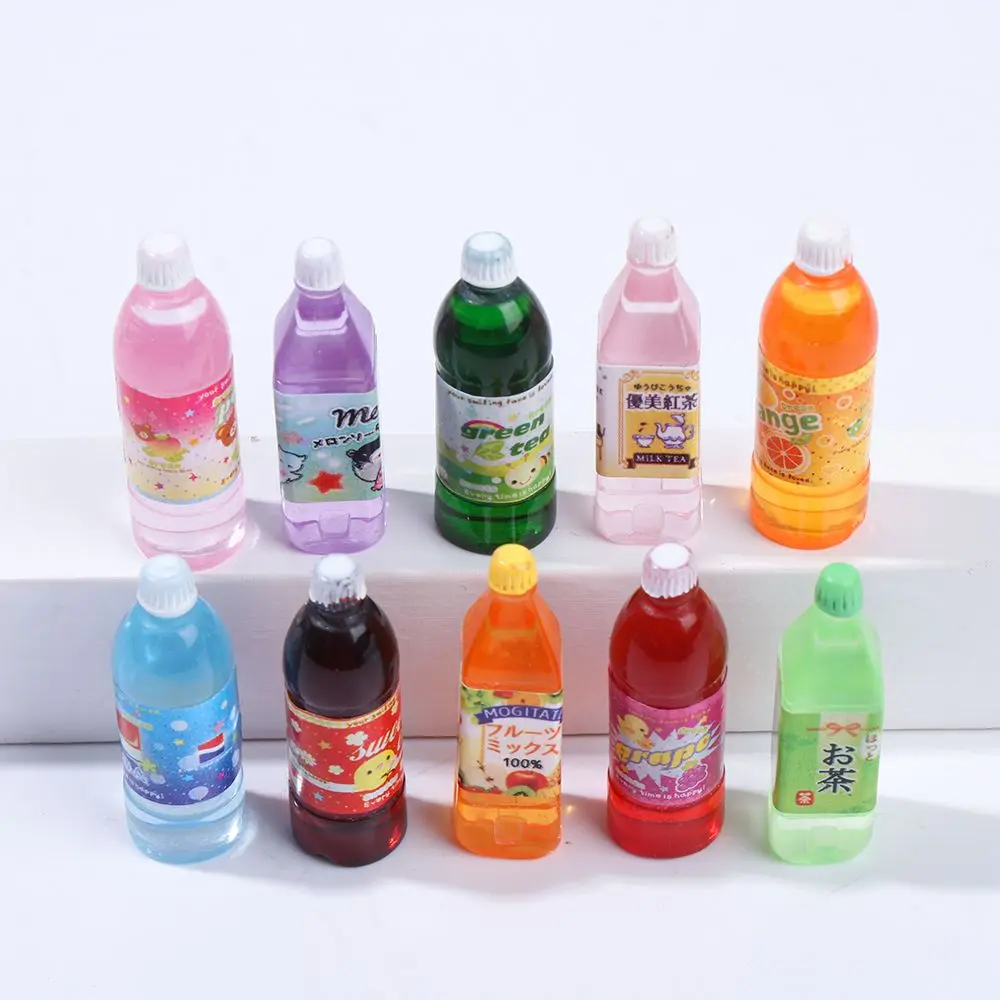 10 Styles Mini Drink Juice Bottles Dollhouse Miniatures Doll Food Kitchen Living - £5.83 GBP+