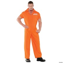 Convict Costume Men Prisoner Criminal Inmate Orange Jumpsuit Halloween U... - £49.53 GBP