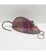 Tweed Leather Mouse Shaped Coin Change Purse Keychain - $287.76 MXN