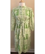 Studio Picone Roma Vintage Womens Dress Green White Postage Stamps Italy... - $199.38 CAD