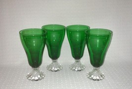 Anchor Hocking BURPLE BOOPIE Forest Green Iced Tea Glasses Footed Tumble... - £33.35 GBP