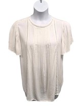Knox Rose Top Womens Medium Peasant Boho White Gauze Lace Flutter Sleeve... - $14.44