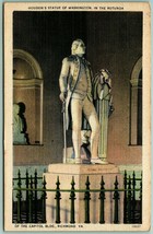 Houdin Statue Of George Richmond Virginia VA UNP Unused Linen  Postcard H14 - $2.92