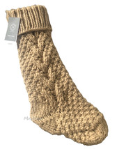 Martha Stewart Christmas Stocking Chunky Hand Knit Beige Khaki Cable Knit 26&quot; - £42.11 GBP