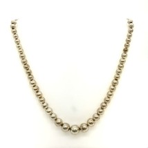 Vintage Sterling Native American Design Silver Ball Beads Graduated Necklace 17 - £85.05 GBP