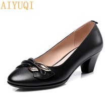 I women shoes genuine leather high heeled dress spring shoes large size 41 42 round toe thumb200