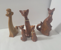 MCM Vtg Faux Wood Animals Lot Rhinestone Eyes Cat Kittens Kangaroo w/Joe... - $621.21 MXN