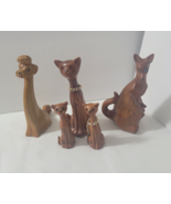 MCM Vtg Faux Wood Animals Lot Rhinestone Eyes Cat Kittens Kangaroo w/Joe... - $621.21 MXN
