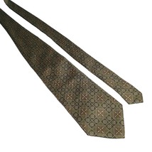 Vintage Club Room Mens Tie Made In Italy Green Brown Geometric Pattern Irish - £21.70 GBP