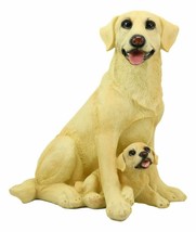 Sitting Adorable Labrador Golden Retriever Mother With Puppy Statue 11.25&quot;H - £31.96 GBP