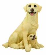 Sitting Adorable Labrador Golden Retriever Mother With Puppy Statue 11.25&quot;H - $54.87 CAD