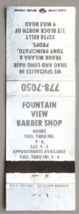 Fountain View Barber Shop - Eastpointe, Michigan 20 Strike Matchbook Cover MI - $1.75