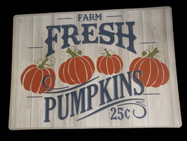 Farm Fresh Pumpkin Placemats Vinyl Autumn Fall Thanksgiving Set of 4 Foam Back - £28.88 GBP