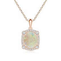 ANGARA Vintage Style Opal Pendant with Bezel-Set Diamonds in 14K Solid Gold - £583.81 GBP