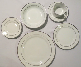 Emily Platinum bands J C Penny&#39;s Fine China ~ 36 Piece Set ~ Service for 6 NEW - £98.32 GBP