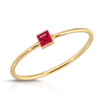 14K Solid Gold Ring With Natural Princess Cut Bezel Set Ruby - £187.84 GBP