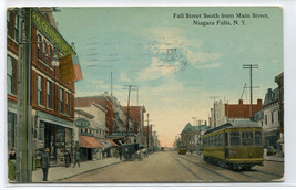 Falls Street South From Main Streetcar Niagara Falls New York 1912 postcard - £5.47 GBP