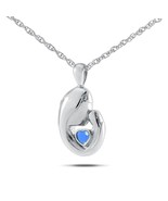 September w/ Sapphire Stainless Steel Pendant/Necklace Funeral Cremation... - $1,096.74 MXN