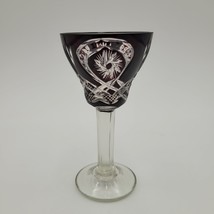 Vintage Burgundy Cut To Clear Bohemian Czech Riesling Wine Crystal Glass... - $11.87