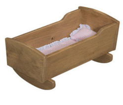 12&quot; - 18&quot; DOLL ROCKING CRADLE - Amish American Handmade Girl Dolls Furni... - £127.42 GBP