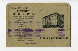 Titche Goettinger Co. 1933 Budget Plan Card Dallas Texas Department Store - £34.46 GBP