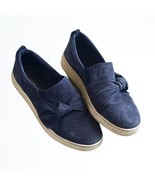 Bussola Navy Suede Leather European Flats w Bow Detail Fashion Sneakers ... - £29.93 GBP