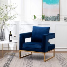 Roundhill Furniture Lenola Upholstered Accent Arm Chair, Blue 29.75D X 27.5W X - $239.98