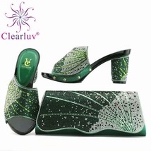New Arrival Italian Shoe with Matching Bag New Designs 2019 green Ladies Shoes a - £74.27 GBP