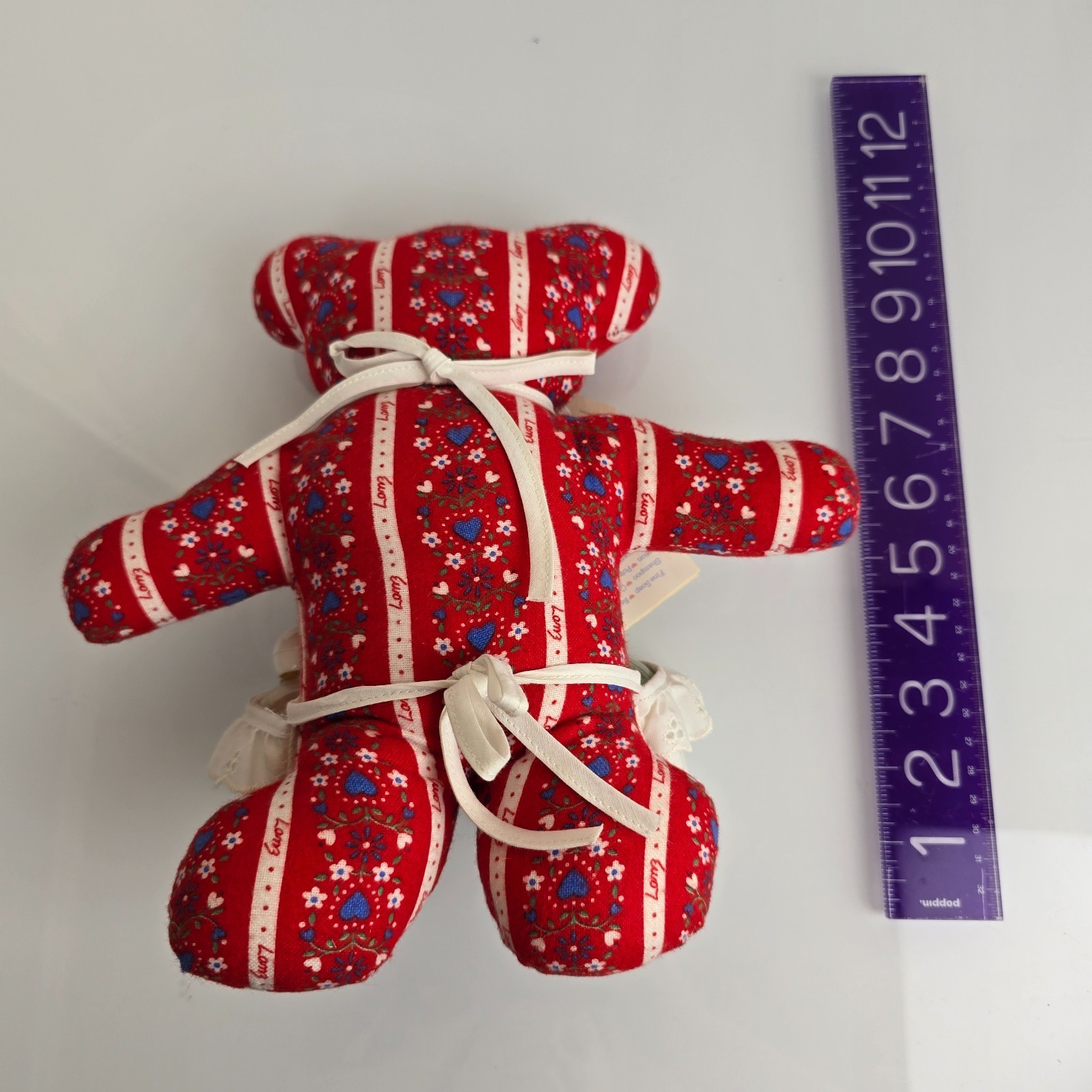 Vintage Lanz of Salzburg Stuffed Plush Flannel Bear Doll Red White Apron NOS Item image 3