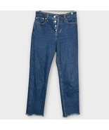 LEVI’S wedgie straight jeans button fly raw hem medium wash size 26 denim - $837.00 MXN