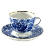Lomonosov Imperial Porcelain St. Petersburg Blue &amp; White Bird Teacup &amp; S... - $47.90 CAD