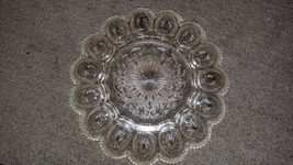 Vintage Americana Clear Thick Etched Embossed Glass 15 Deviled Egg Plate... - $39.59