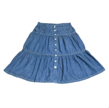 Time &amp; Tru Tiered Peasant Skirt Full Ruffled Midi Button Front Retro Women&#39;s 16 - £14.93 GBP