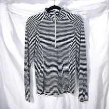 Lilly Pulitzer Luxletic Athletic Pullover Medium Blue White Striped Half Zip - $23.36