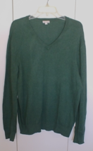GAP MEN&#39;S GREEN LS V-NECK PULLOVER COTTON CASHMERE SWEATER-XL-GENTLY WORN - $14.01