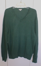 GAP MEN&#39;S GREEN LS V-NECK PULLOVER COTTON CASHMERE SWEATER-XL-GENTLY WORN - £11.19 GBP