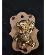VINTAGE GOLD TONE TEDDY BEAR PIN RHINESTONE  AVON NECKLACE BROOCH - $20.51 CAD