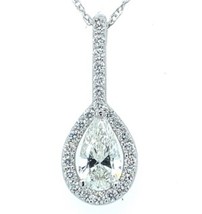 Platinum GIA .65ct Genuine Natural Pear Cut Diamond Pendant Jewelry (#J5927) - £2,013.58 GBP