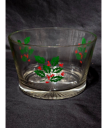 Vintage INDIANA GLASS 7&quot; Party Serving Bowl HOLLY &amp; BERRIES 55 Ounce - S... - €14,78 EUR