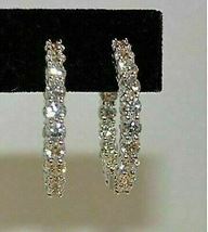 1.80Ct Round Cut VVS1/D Diamond Hoop Earrings 14K White Gold Finish - £71.95 GBP