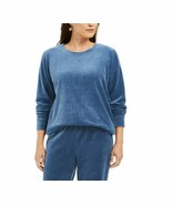 Karen Scott Womens Petite PP Blue Long Sleeve Crew Neck Velour Sweatshir... - $14.50 CAD