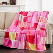 Roomtalks Colorful Pink Geometric Throw Blanket, 50X60 Cute Modern Mid Century - £25.87 GBP