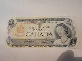 Vintage 1973 Canadian One Dollar Bill Bank Of Canada Ottawa AMS7512119 - £46.24 GBP
