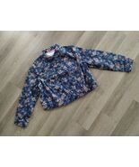 New NWOT Woman Within Button Up Jacket Womens Sz 12W Blue Floral Denim S... - $326.44 MXN