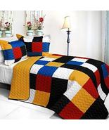 [Poker?King] 3PC Vermicelli-Quilted Patchwork Quilt Set (Full/Queen Size) - £77.44 GBP