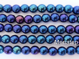 25 8 mm Czech Glass Round Beads: Iris - Blue - £2.25 GBP
