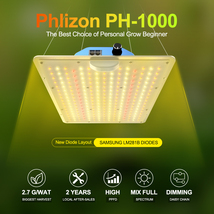Phlizon 1000W Samsung LED Grow Light Sunlike Full Spectrum for Plants Veg Flower - £30.86 GBP