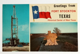 Greetings from Fort Stockton Texas Split View State Flag TX UNP Postcard c1960s - £6.00 GBP